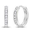 Image 1 : 1/4 CTW Round Diamond Hoop Earrings 14kt White Gold - REF-24H3W