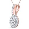 Image 2 : 1/6 CTW Round Diamond Flower Cluster Pendant 14kt Rose Gold - REF-9X6T
