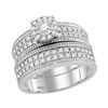 Image 2 : 7/8 CTW His & Hers Round Diamond Solitaire Matching Bridal Wedding Ring 10kt White Gold - REF-65X9T