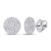 Image 1 : 1/2 CTW Princess Diamond Fashion Cluster Earrings 14kt White Gold - REF-47M9A
