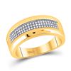 Image 1 : 1/4 CTW Mens Round Pave-set Diamond Wedding Ring 10kt Yellow Gold - REF-30T3K