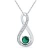 Image 1 : 1/2 CTW Round Lab-Created Emerald Infinity Diamond Pendant 10kt White Gold - REF-11T9K