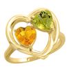 Image 1 : 2.61 CTW Diamond, Citrine & Lemon Quartz Ring 10K Yellow Gold - REF-23W5F