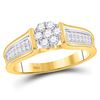 Image 1 : 1/2 CTW Round Diamond Flower Cluster Ring 14kt Yellow Gold - REF-54R3H