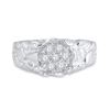 Image 2 : 1/4 CTW Mens Round Diamond Cluster Nugget Ring 10kt White Gold - REF-21A5N