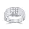 Image 1 : 1/4 CTW Mens Round Diamond Square Cluster Brick Ring 10kt White Gold - REF-27R3H