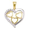 Image 1 : 1/5 CTW Round Diamond Two-tone Nested Heart Pendant 10kt Yellow Gold - REF-8K4R