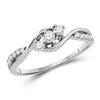 Image 1 : 1/5 CTW Round Diamond 3-stone Promise Bridal Ring 10kt White Gold - REF-19F2M