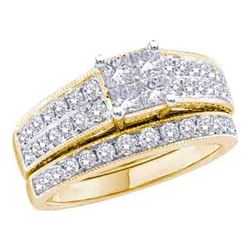 3/4 CTW Princess Diamond Bridal Wedding Engagement Ring 14kt Yellow Gold - REF-90M3A