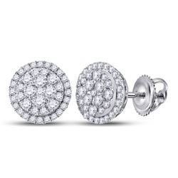 1/2 CTW Round Diamond Halo Cluster Earrings 14kt White Gold - REF-47Y9X