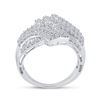 Image 3 : 1 & 3/4 CTW Round Baguette Diamond Bypass Fashion Ring 14kt White Gold - REF-105Y5X