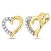 Image 1 : 1/10 CTW Round Diamond Heart Stud Earrings 10kt Yellow Gold - REF-8Y4X
