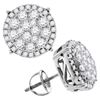 Image 1 : 2 CTW Round Diamond Concentric Circle Cluster Stud Earrings 14kt White Gold - REF-137K9R