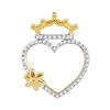 Image 1 : 1/4 CTW Round Diamond Heart Crown Flower Pendant 10kt Yellow Gold - REF-16A8N