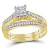 Image 2 : 1/2 CTW His & Hers Princess Diamond Cluster Matching Bridal Wedding Ring 10kt Yellow Gold - REF-51N5