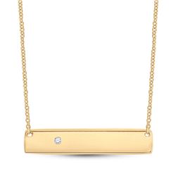0.02 CTW Round Diamond Rectangle Bar Necklace 10kt Yellow Gold - REF-21K5R
