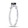 Image 3 : 1/3 CTW Round Black Color Enhanced Diamond Solitaire Bridal Wedding Ring 10kt White Gold - REF-16F8M