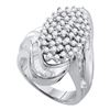 Image 1 : 1 CTW Round Diamond Wide Cluster Ring 10kt White Gold - REF-60X3T