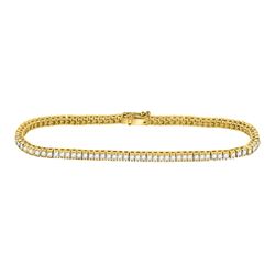 2 CTW Round Diamond Classic Tennis Bracelet 14kt Yellow Gold - REF-137W9F