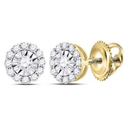 1/2 CTW Round Diamond Halo Earrings 14kt Yellow Gold - REF-35A9N