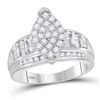 Image 1 : 1 CTW Round Diamond Cluster Bridal Wedding Engagement Ring 10kt White Gold - REF-57W3F