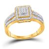 Image 1 : 1/6 CTW Round Diamond Square Cluster Bridal Wedding Engagement Ring 10kt Yellow Gold - REF-18K3R