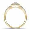Image 2 : 1/6 CTW Round Diamond Square Cluster Bridal Wedding Engagement Ring 10kt Yellow Gold - REF-18K3R