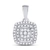 Image 1 : 1/8 CTW Round Diamond Square Frame Cluster Pendant 10kt White Gold - REF-11F9M