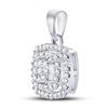Image 2 : 1/8 CTW Round Diamond Square Frame Cluster Pendant 10kt White Gold - REF-11F9M