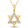 Image 1 : 1/10 CTW Round Diamond Star Magen David Jewish Pendant 10kt Yellow Gold - REF-11R9H