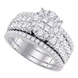 1 & 1/2 CTW Princess Diamond Bridal Wedding Engagement Ring 14kt White Gold - REF-137Y9X
