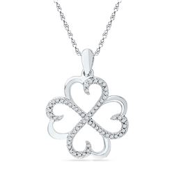 1/5 CTW Round Diamond Heart Pendant 10kt White Gold - REF-15X5T