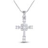 Image 1 : 1/10 CTW Round Diamond Cross Pendant 10kt White Gold - REF-9F6M