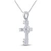 Image 2 : 1/10 CTW Round Diamond Cross Pendant 10kt White Gold - REF-9F6M
