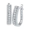 Image 1 : 3/8 CTW Round Diamond Triple Row Hoop Earrings 10kt White Gold - REF-30R3H