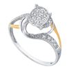 Image 1 : 1/10 CTW Round Diamond Oval Cluster Split-shank Ring 10kt White Two-tone Gold - REF-10Y2X