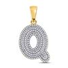 Image 1 : 3/4 CTW Mens Round Diamond Letter Q Bubble Initial Charm Pendant 10kt Yellow Gold - REF-39A6N