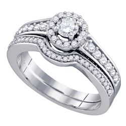 3/4 CTW Round Diamond Bridal Wedding Engagement Ring 14kt White Gold - REF-87X5T