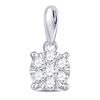 Image 1 : 1/5 CTW Round Diamond Flower Cluster Pendant 14kt White Gold - REF-18R3H