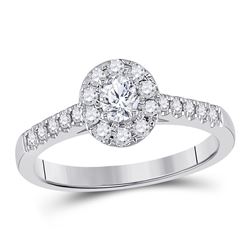 1/5 CTW Oval Diamond Solitaire Bridal Wedding Engagement Ring 14kt White Gold - REF-60T3K