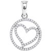 Image 1 : 1/4 CTW Round Diamond Circular Captured Heart Circle Pendant 10kt White Gold - REF-14N4Y