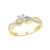 Image 1 : 1/4 CTW Round Diamond Solitaire Crossover Promise Bridal Ring 10kt Yellow Gold - REF-19R2H