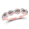 Image 1 : 1/4 CTW Round Brown Diamond Ring 10kt Rose Gold - REF-19A2N