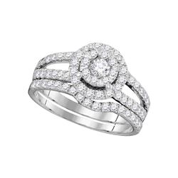 1 CTW Round Diamond Bridal Wedding Engagement Ring 14kt White Gold - REF-90H3W