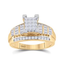 7/8 CTW Princess Diamond Cluster Bridal Wedding Engagement Ring 14kt Yellow Gold - REF-51M5A