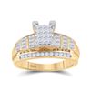 Image 1 : 7/8 CTW Princess Diamond Cluster Bridal Wedding Engagement Ring 14kt Yellow Gold - REF-51M5A