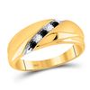 Image 1 : 1/5 CTW Mens Round Black Color Enhanced Diamond Wedding Ring 10kt Yellow Gold - REF-19M2A