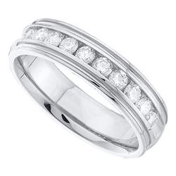 1/4 CTW Mens Round Diamond Ring 14kt White Gold - REF-47H9W