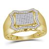 Image 1 : 1/3 CTW Mens Round Diamond Curved Octagon Cluster Ring 10kt Yellow Gold - REF-45N3Y