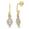 Image 1 : 1/6 CTW Round Diamond Cluster Dangle Earrings 10kt Yellow Gold - REF-16A8N